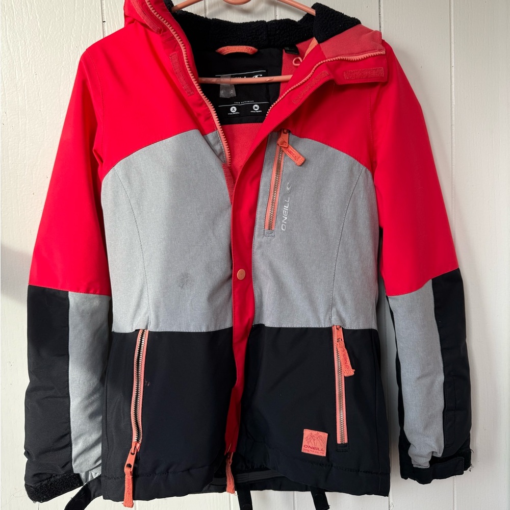 O'Neill Kids Red, Gray, and Black Puffer Jacket
